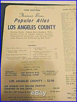 Thomas Bros. Popular Atlas Los Angeles County Complete Street Info. 1956 Edition