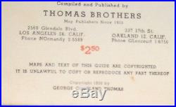 Vintage 1950 Thomas Bros Brothers Map Guide Atlas Book Los Angeles County