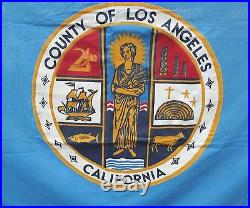 VINTAGE 4' x 6' LOS ANGELES COUNTY FLAG! FREE SHIP! RARE LOWRIDER