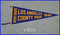 VTG Antique Los Angeles LA County Fair Merit Badge Pennant Award 1940 California