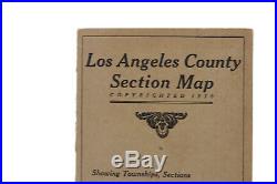 Vintage 1918 Los Angeles County Section Map California Folding Townships Stats
