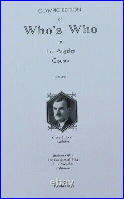 Vintage 1930-1931 Who's Who In Los Angeles County Olympic Edition Leather Cover