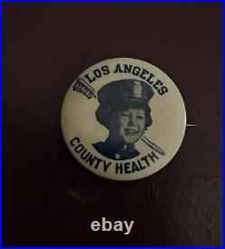 Vintage 1930's Shirley Temple Los Angeles County Health Pinback Button Pin