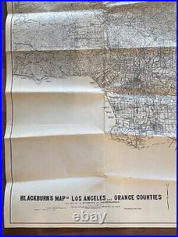 Vintage 1947 Original Blackburn's Historic Map of Los Angeles & Orange Counties