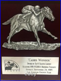 Vintage 1989 Horse Racing Trophy Award Plaque Los Angeles County Fair Pcqhra