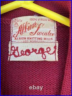 Vintage Albion Sweater Knitted Wool Los Angeles/Orange County School 1950's