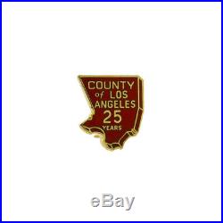 Vintage Estate 10K Yellow Gold & Red Enamel County of Los Angeles Service Pin