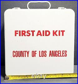 Vintage Hanging Metal First Aid Box, Los Angeles County, 1993