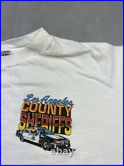 Vintage LA Police Los Angeles County Sheriffs LASD Car T-Shirt White Size XL