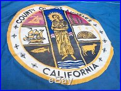Vintage Linen 7x 4 1/2 Flag Banner COUNTY OF LOS ANGELES CALIFORNIA Rare L@@k