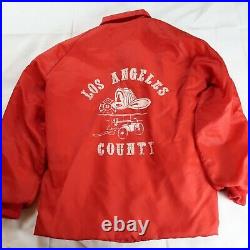 Vintage Los Angeles County Fire Department Coaches Jacket Red Lined Medium
