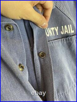 Vintage Los Angeles County Inmate Jumpsuit 70s 80s Large Costume Halloween