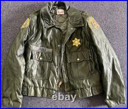 Vintage Los Angeles County Sheriff Nylon Jacket Dark Green Old Police patch rare
