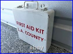 Vintage Los Angeles L. A. County MS Co First Aid Kit White Metal RARE & UNUSUAL