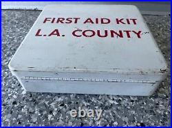 Vintage Los Angeles L. A. County MS Co First Aid Kit White Metal RARE & UNUSUAL