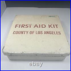 Vintage Los Angeles L. A. County MS Co First Aid Kit White Metal Rare NEW