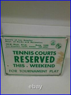 Vintage Official Tennis Courts Reserved Los Angeles County Metal Sign