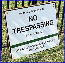Vintage Palmdale Airport Los Angeles County 18 x 14 Metal NO TRESPASSING Sign