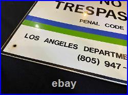 Vintage Porcelain Sign Palmdale Airport Los Angeles County 18x14 NO TRESPASSING