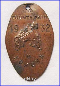 Vintage Smashed Penny Elongated 1932 Los Angeles County Fair Pomona Horse Racing