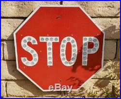 Vintage Stop Sign With Cat Eyes Reflectors 24 Los Angeles County Rare