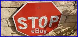 Vintage Stop Sign With Cat Eyes Reflectors 24 Porcelain Los Angeles County