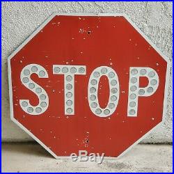 Vintage Stop Sign With Reflectors 24 Porcelain Los Angeles County Dated 1947