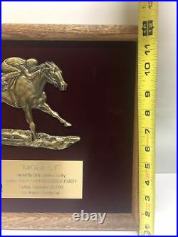 Vtg 1990 Horse Racing Trophy Award Plaque Los Angeles County Fair Modest
