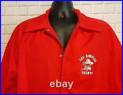Vtg Los Angeles County LA Fire Department Red Rainbow Sportswear Jacket L