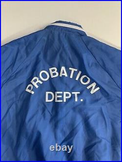 Vtg Los Angeles County Probation Dept Mens Blue Windbreaker Hooded Jacket XL