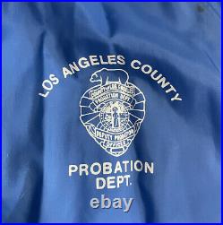 Vtg Los Angeles County Probation Dept Mens Blue Windbreaker Hooded Jacket XL