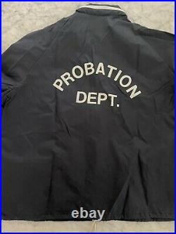 Vtg Los Angeles County Probation Dept Mens Grey Blue Windbreaker Jacket Size XL