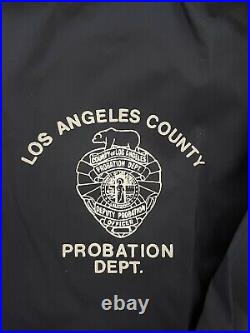 Vtg Los Angeles County Probation Dept Mens Grey Blue Windbreaker Jacket Size XL