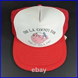 Vtg Lot of 2 LA County Fair Trucker Hat Snapback Mesh Cap Los Angeles 1983 1987