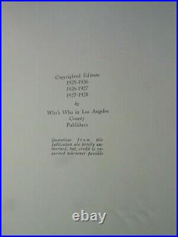 Who's Who In Los Angeles County 1927-1928 Chas Lang Hollywood, California History