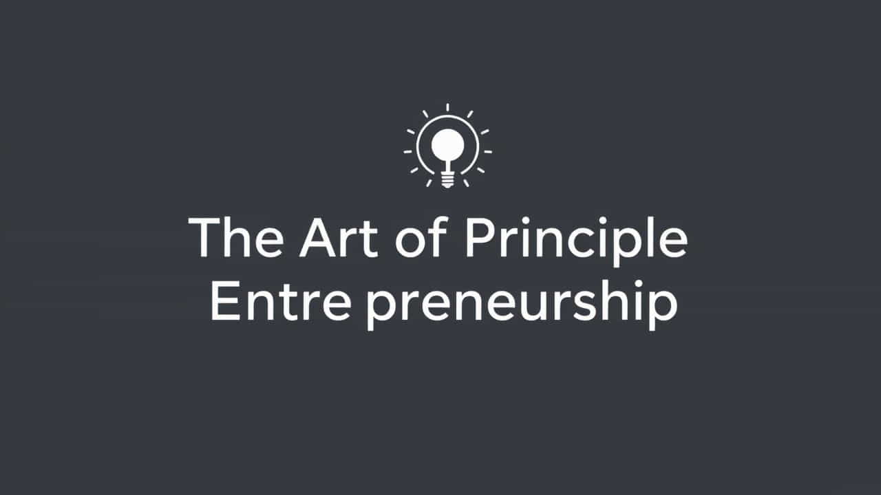 The Art Of Principled Entrepreneurship